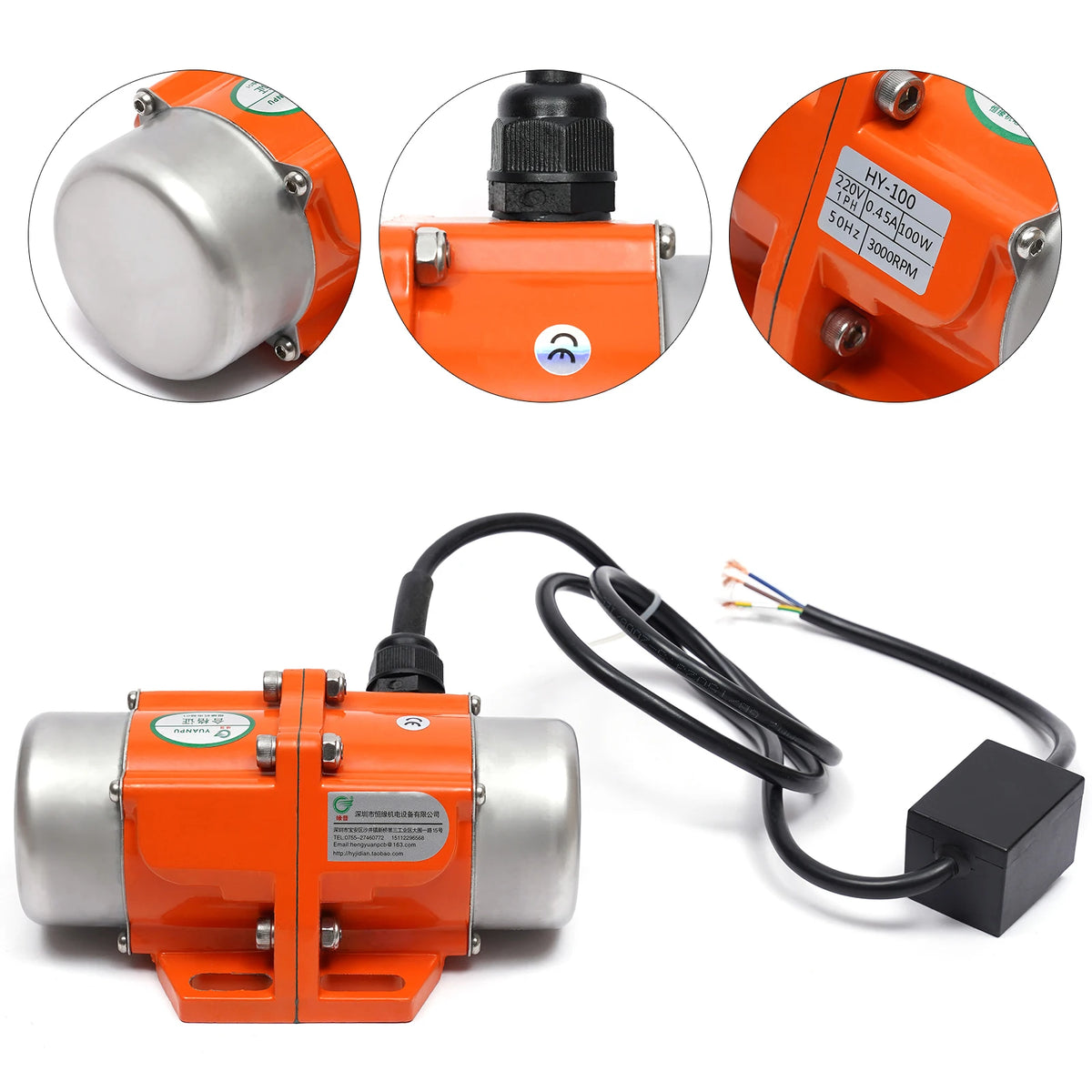 Vevor - Betontrillingsmotor - Aluminiumlegering - 1phase - 120W - 220V - 3000RPM - Vibratiemotor - Oranje - QUORE