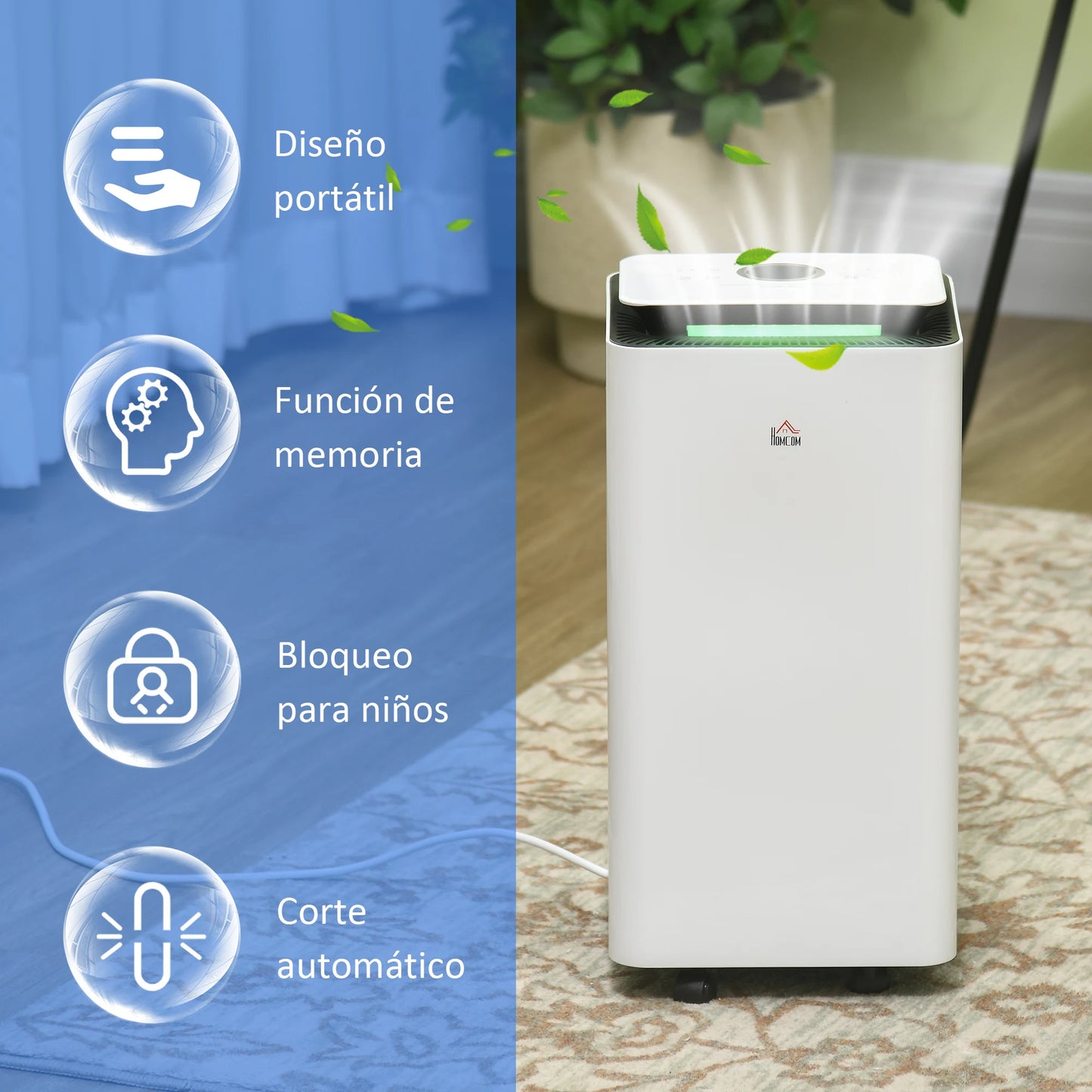 Luchtontvochtiger – Vochtvreter – Ontvochtiger – Luchtontvochtiger Voor Thuis – 10 Liter Capaciteit – Stil Met 42 dB – Actief Koolfilter - QUORE