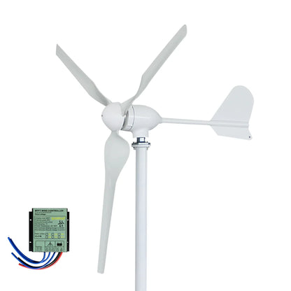 Horizontale Windturbine – Windgenerator – Duurzame Energie – 3000W Vermogen – Aluminium Behuizing – Laag Geluid - 12V - met MPPT-controller