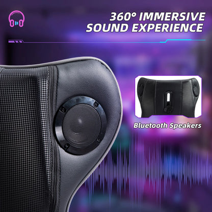 Gamingstoel – Ergonomische Stoel – Bureaustoel – Draaistoel – Verstelbare Zithoogte – Bluetooth Speakers – Kantelbare Rugleuning - Grijs