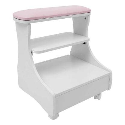 Pedicure Stool Foot Rest Pedicure Manicure Funiture Beauty Salon Nail Trolley Cart Footbath Stool with Wheels