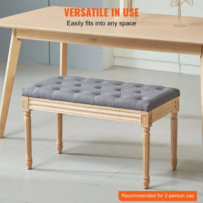Ottomaanse Bank - Gestoffeerde Bank - Gestoffeerde Sofa - Opbergbank in de Slaapkamer - 16” - met Schuim Gewatteerd Kussen en Rubberen Houten Poten - voor Kamer - Donkergrijs
