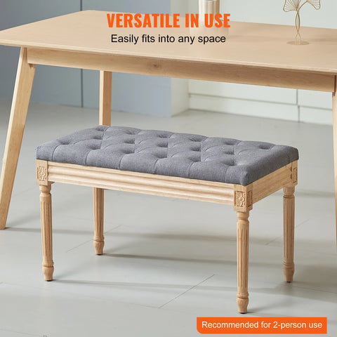 Ottomaanse Bank - Gestoffeerde Bank - Gestoffeerde Sofa - Opbergbank in de Slaapkamer - 16” - met Schuim Gewatteerd Kussen en Rubberen Houten Poten - voor Kamer - Donkergrijs