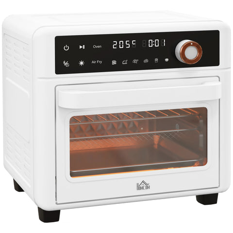 Freestanding Electric Oven with Accessories - 13L - Hot Air and Grill - 1200W - White - Multifunctional Desktop Electric Oven