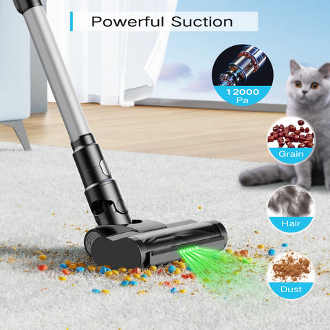 Cordless Stick Vacuum Cleaner - Stick Vacuum Cleaner - Vacuum Cleaner - Cordless Stick Vacuum Cleaner - Powerful Suction - 20KPa - LED - 6 In 1 - HEPA - 28W - Gray