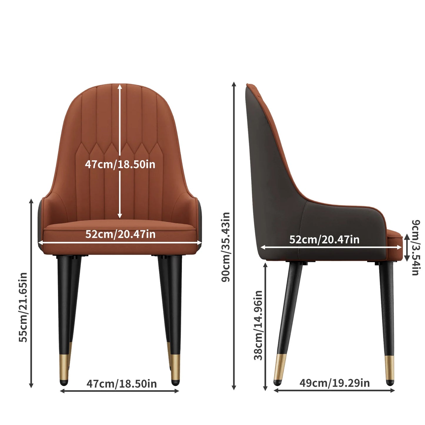 Eetkamerstoelen – Stoelset – Keukenstoel – Designstoel – Barschauw – Microfiber Kunstleer – Stevig Metaal & Hout – Set van 2 – Comfortabele Zitting – Modern Oranje-Grijs