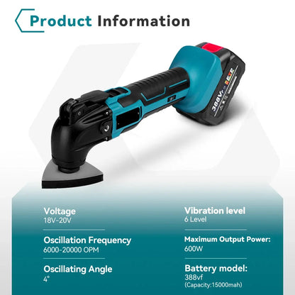 Oscillerend Multitool - Electrische Zaag - Multitool Gereedschap - Trimmer & Schraper - Snelwisselsysteem, variabele snelheid - met 1x 388VF Accu – Voor Precisie Houtbewerking