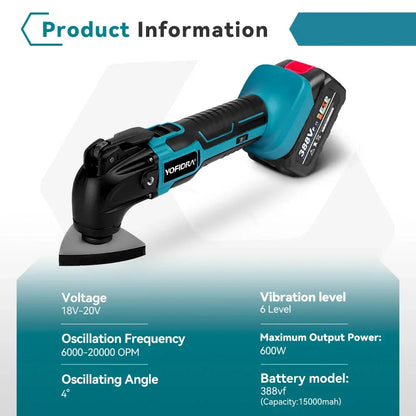 Oscillerend Multitool - Electrische Zaag - Multitool Gereedschap - Trimmer & Schraper - Snelwisselsysteem, variabele snelheid - met 128VF Accu – Voor Houtbewerking en Meer