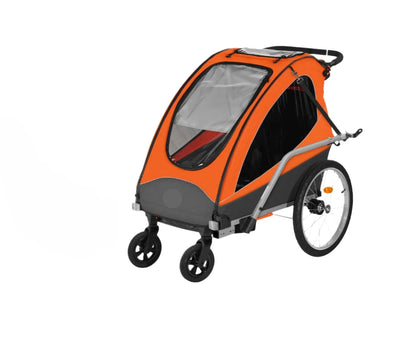 Fietstrailer - Fietskar - Aanhanger Fiets - Fietskar Voor Kinderen - Kinderfietskar - Opvouwbare Kinderwagen - 2-in-1 - 55kg - Vering - Reflectoren - Universele Fiets - voor Peuters en Kleuters