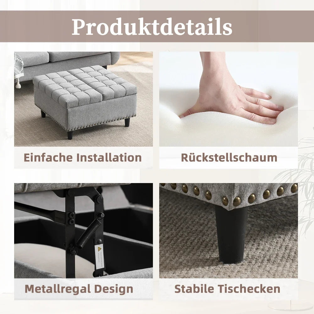 Poef met Opbergruimte – Opbergstoel – Opbergpoef – Zitbankje – Opbergmeubel – Zwart PU Leer – 75x75x41 cm – Houten Frame Met Draagvermogen 130 kg