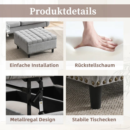 Poef met Opbergruimte – Opbergstoel – Opbergpoef – Zitbankje – Opbergmeubel – Zwart PU Leer – 75x75x41 cm – Houten Frame Met Draagvermogen 130 kg