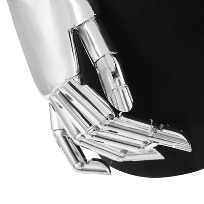 Damespaspop – Paspop – Kledingmodel – Mannequin – Displaypop – Verstelbare Hoogte 120-210 cm – Beweegbare Afneembare Armen – Zilver Zwart