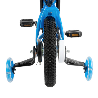 Kinderfiets - Kinderfiets met Zijwielen - 12 inch - Stoere Fiets voor Kinderen 2-4 Jaar – Verstelbaar Zadel en Stuur – Met Opbergbak en Mand - Perfect voor Leren Fietsen -  Verstelbare Hoogte, Carbon Staal & Zijwieltjes - Blauw
