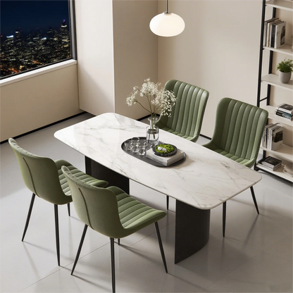 Black PU Dining Chairs, Set of 4 – Modern Faux Leather Armchairs for Kitchen & Dining Area