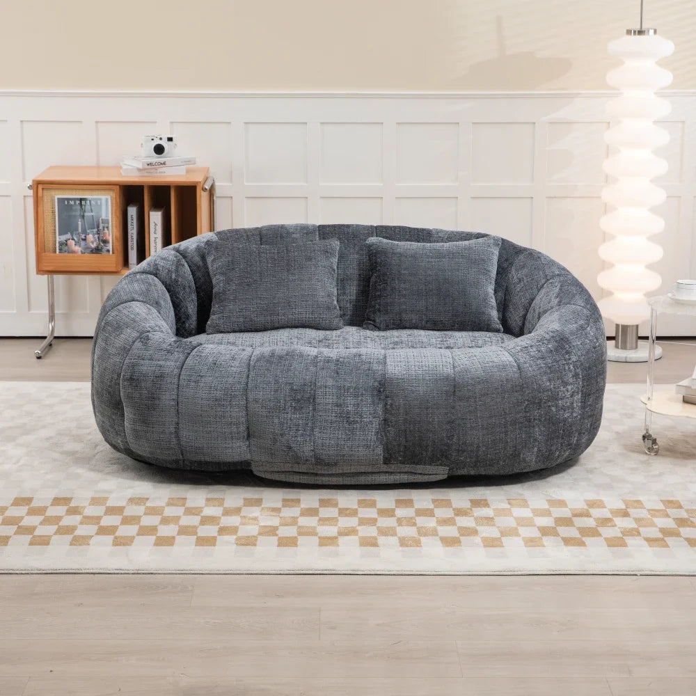 Zitzak Sofa – Loungestoel – Zitzak Bank – Bankzak – Lazy Sofa – Grijs – Hoogwaardig Schuim – Chenille Bekleding