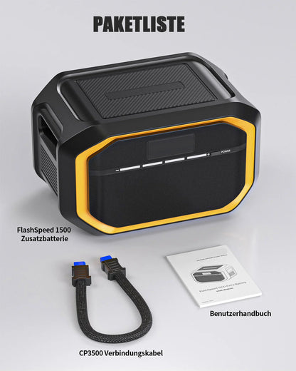 Powerstation - Stroomgenerator - Mini-Generator - Draagbare - Krachtcentrale - Extra batterij - LiFePO4 Batterij - voor Thuis - Tenten - Buiten - Kamperen - 1548Wh - 3500 mAh - 42 x 29.6 x 25.5 cm - Zwart/Geel