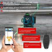 Kruislijnlaser - Bouwlaser - 4D-laser - Zelfnivellerend Horizontaal en verticaal kruis - Super krachtig - Groene laser - QUORE