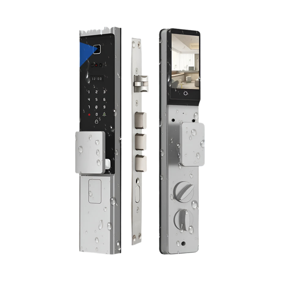 Slimme Deurvergrendeling – Smart Lock – Elektronische Deurslot – Digitale Deursluiting – Toegangscontrole – Gezichtsherkenning & Vingerafdruk – Weerbestendig Aluminium - Zilverkleur - Alleen slot - Geen insteek