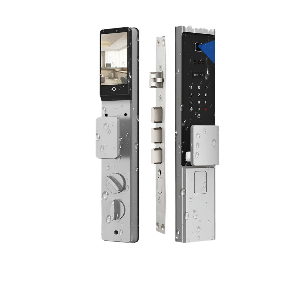 Slimme Deurslot – Elektronisch Slot – Digitale Deurslot – Smart Lock – Biometrisch Slot – 3D Gezichtsherkenning – Weerbestendig Aluminium - Zilverkleur - 22x240 - 6085 insteek - QUORE