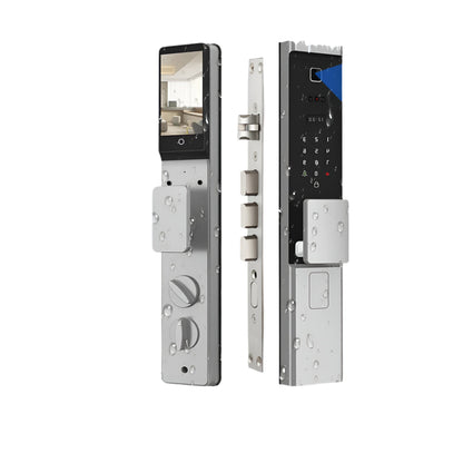 Slimme Deurslot – Elektronisch Slot – Digitale Deurslot – Smart Lock – Biometrisch Slot – 3D Gezichtsherkenning – Weerbestendig Aluminium - Zilverkleur - 22x240 - 6085 insteek - QUORE