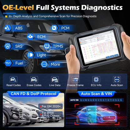 Autodiagnosetool – Auto Scanner – Diagnoseapparaat – OBD2 Scanner – WiFi En Bluetooth – 8-Inch Touchscreen – 5000mAh Batterij