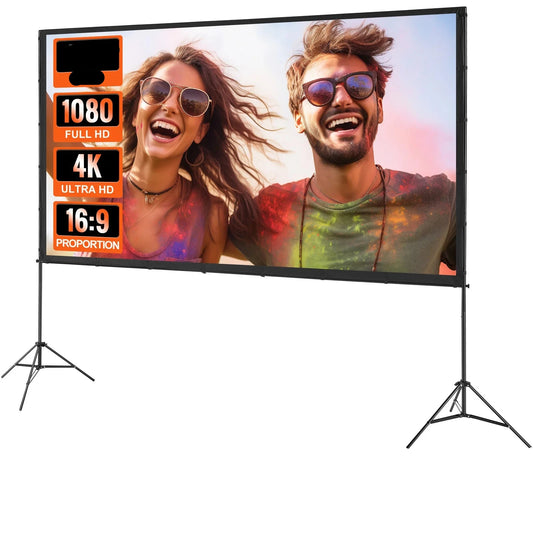 Beamer Scherm - Projector Screen - Projector Scherm - Projector Doek - 150in - 16:9 - Projector Scherm voor Beamer - Home Cinema Thuisbioscoop - Draagbare Beamer - Tripods - QUORE