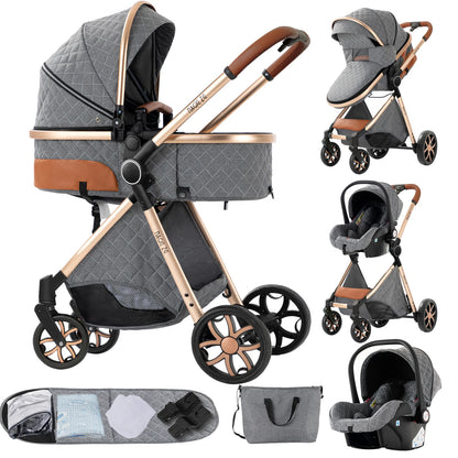 Baby High Landscape Lightweight Prams 3-in-1 Baby Stroller Travel System Carriages for Newborns Pushichair Car Seat Stroller