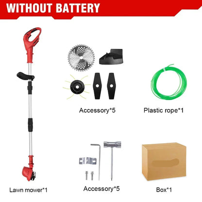 Grastrimmers - Met Accu - Snoeischaar - Onkruidborstel Electrisch - Snijder - 10 inch - 18V Batterij - 36000RPM - Tuingereedschap - Vouwbaar - Verstelbaar Handvat - Zonder Accu