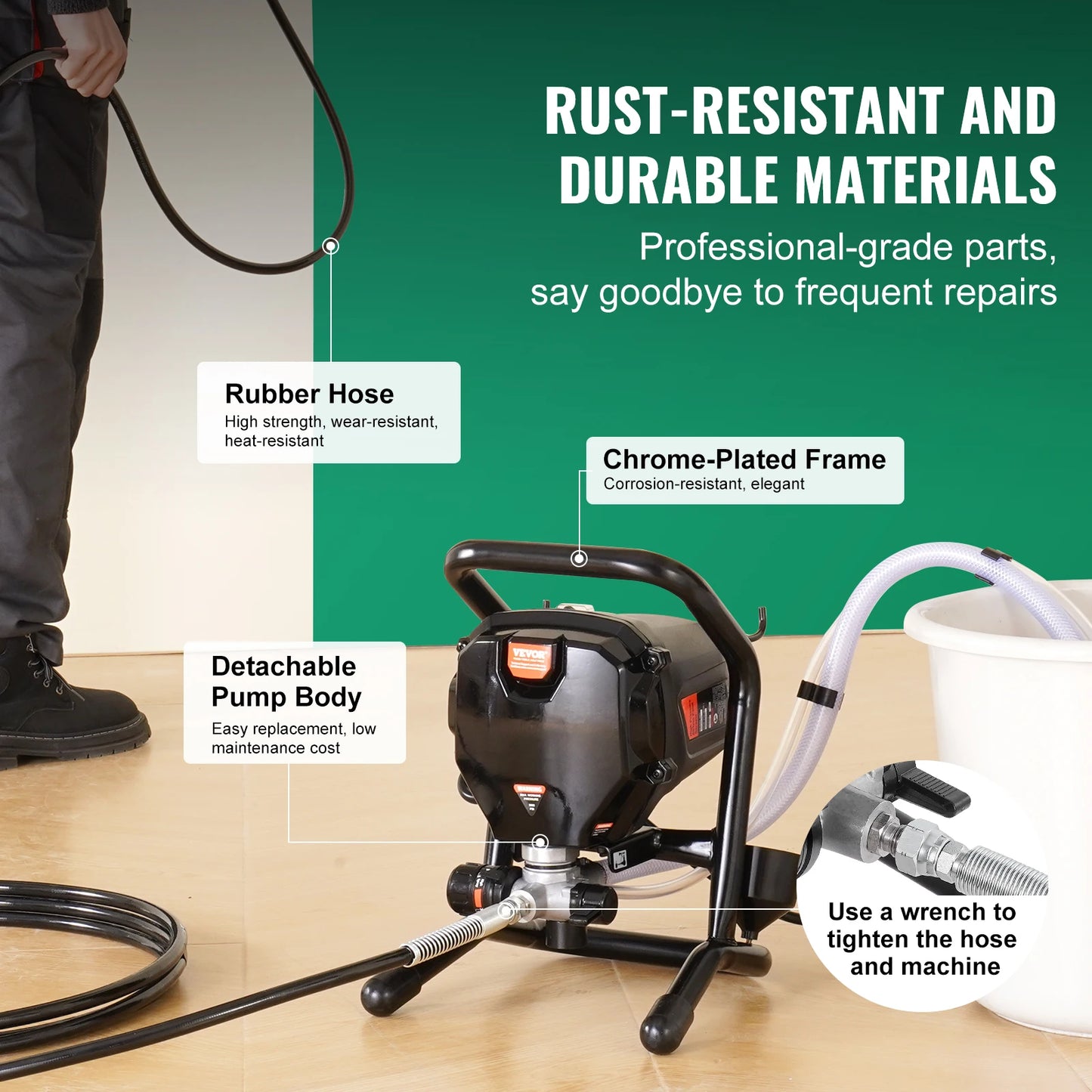 Airless Verfspuit - 750W – Elektrische - Handverfpistool - 3000 PSI - Instelbare Druk - voor Muren - Meubels - Hekken - Makkelijk Schoon te Maken