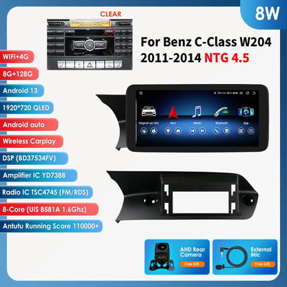 Hizpo Carplay 4G AI Systems Android 13 Car Radio for Mercedes Benz C-Class W204  Multimedia Video Player GPS Autoradio Bluetooth