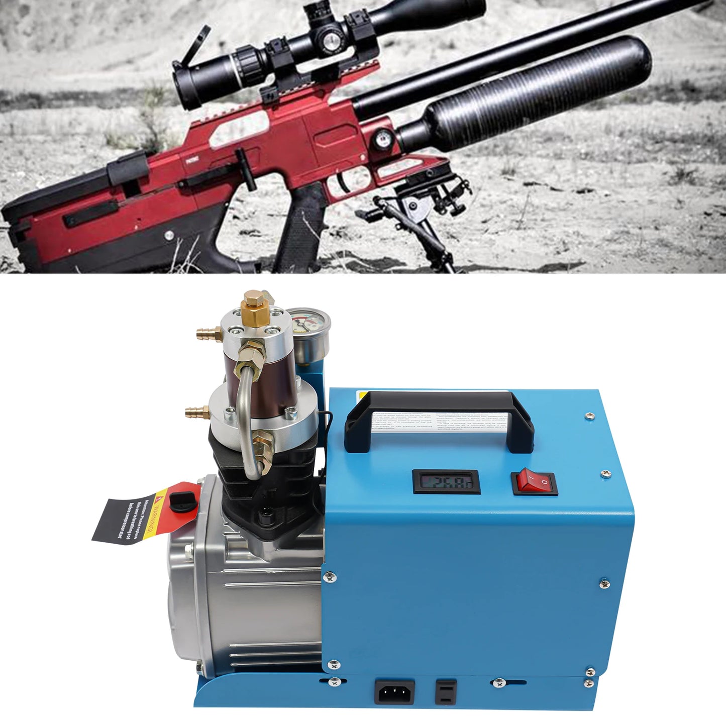 Luchtcompressor – Compressor – Luchtpomp - Airpress Compressor - Elektrische Compressor – Oppompen – Industrieel – 2800 RPM - 1800 W Motor – 40 Mpa Max Druk-  220V - Blauw - QUORE