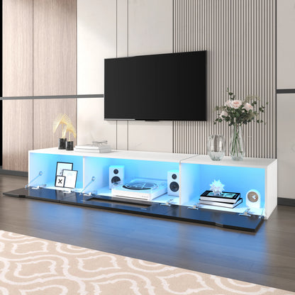 Tv-Kast – Tv-Meubel – Media Meubel – Wandmeubel – Hoogglans Zwart-Wit – Ledverlichting Met 16 Kleuren – Wandmontage