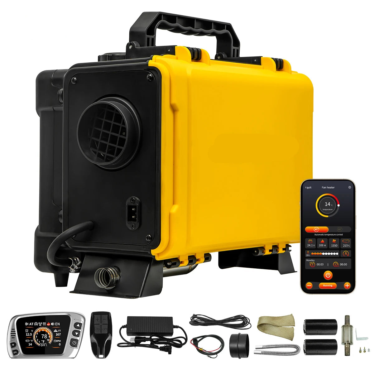 Dieselverwarmer – Diesel Luchtverwarmer – Standkachel – Dieselkachel – Air Heater – 8KW Vermogen – Bluetooth APP & LCD Display - QUORE