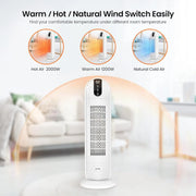 Sejoy - Heater - Electric heater - Silent electric heater - 3 positions 90° oscillating - Overheating protection - Tilt protection - White