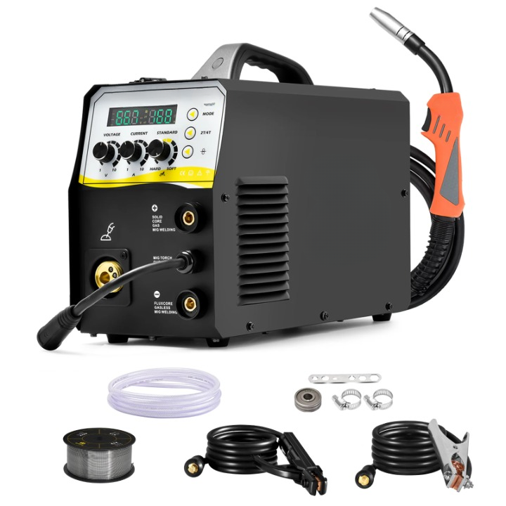 Elektrode Lasmachine - Lasmachine - Lasapparaat - Digitaal Inverterlassen - Draagbare MIG-lasser - AC 230V - 50/60Hz - AC - DC - MIGCO2 - LIFT TIG - ARC - IGBT - 250A - 53 x 29 x 48 cm - Zwart
