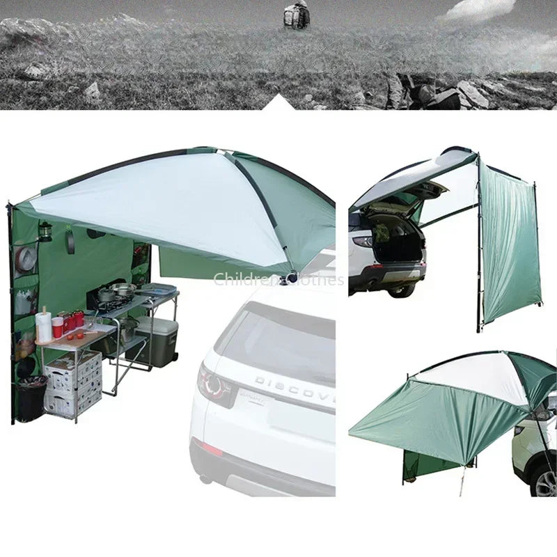 Autozijluifel – Zijluifel – Zonnescherm – Caravanluifel – Kampeerluifel – Waterdicht Polyester 3000mm – Aluminium Steunen 235x210 cm
