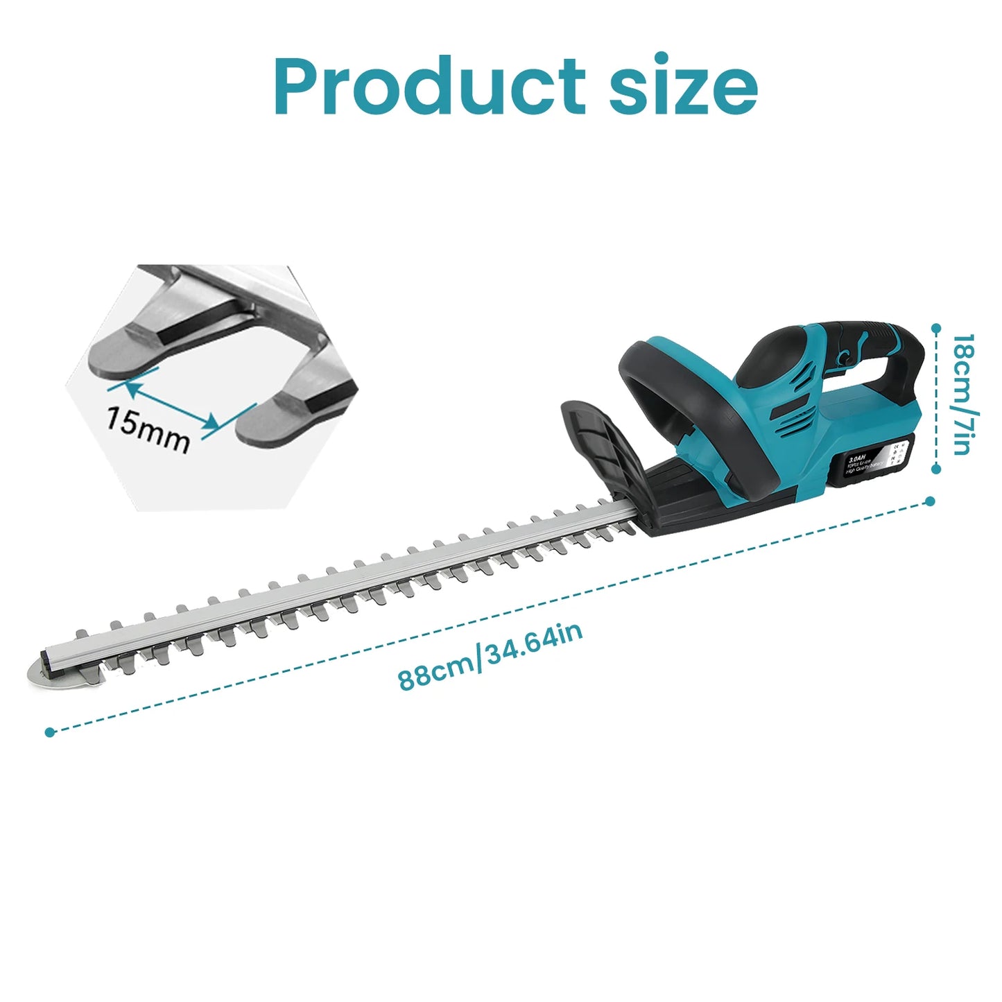 Elektrische Heggenschaar - Heggentrimmer - Heggenschaar Accu - Haagschaar - Draadloze - 21V - 520mm - Snoeischaar en Grastrimmer in één - Voor Tuinonderhoud - 2 Accu