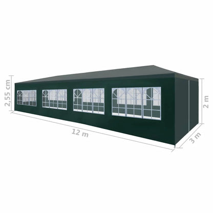 Tuinpaviljoen – Partytent – Tuitent – Overkapping – Waterdicht – 3 x 12 Meter – Roestvrij Staal Frame - Groen