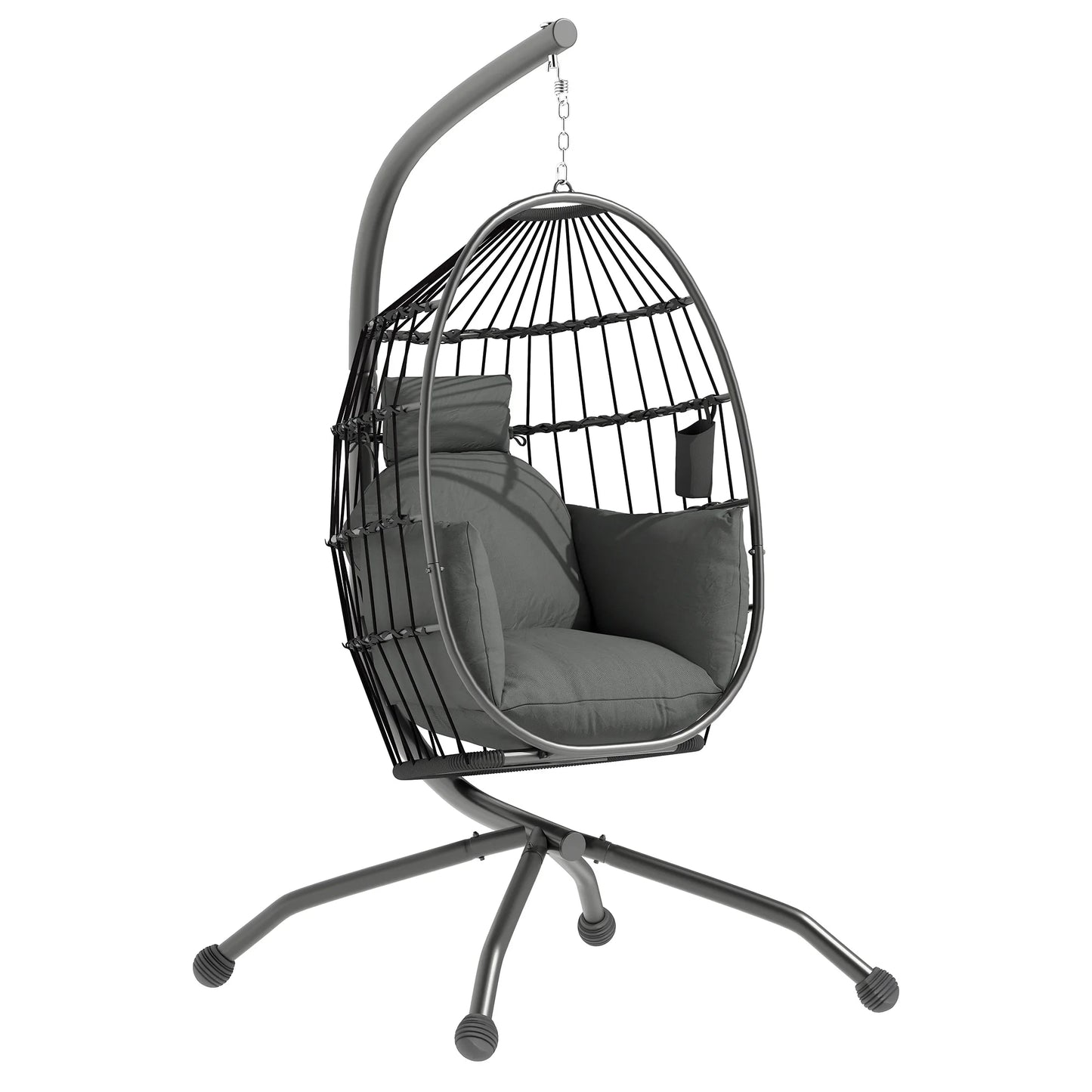 Hangende Eierstoel – Hangstoel – Tuinstoel – Relaxstoel – Balkonstoel – Gepoedercoat Staal – Verstelbare Ketting - Zwart
