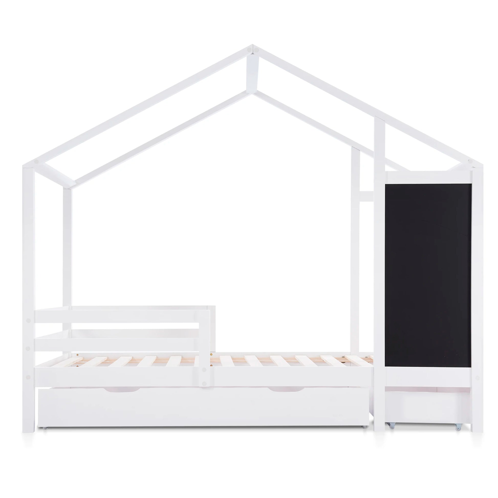Bedhuisje Kinderen – Huisbed – Kinderbed – Peuterbed – Juniorbed – Massief Houten Frame – 90x200 cm – Met 2 Opberglades - QUORE