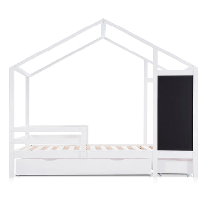 Bedhuisje Kinderen – Huisbed – Kinderbed – Peuterbed – Juniorbed – Massief Houten Frame – 90x200 cm – Met 2 Opberglades - QUORE