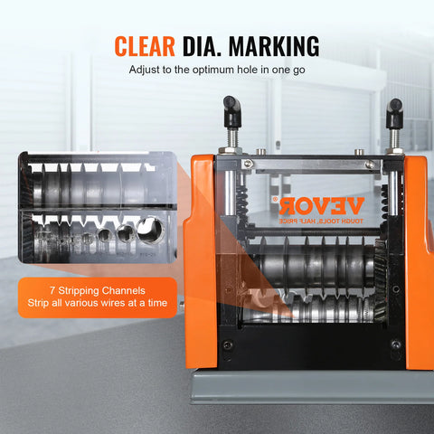 Kabelstripper - kabelstripper - draadstripper - elektrische draadstripper - koperdraadstripper - 60W- 1,5-25mm zichtbare stripperdiepte 6 ronde &1 platte kanalen - voor het recyclen van schrootkoper