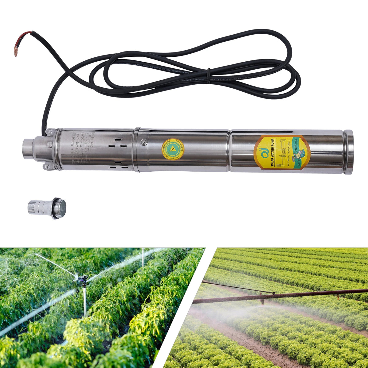 Zonne-energie Diepe Put Waterpomp - 24V - 370W - RVS - Dompelpomp voor Irrigatie - Landbouw & Watervoorziening - Farm Ranch Dompelpomp voor Diepe Putten - Zilver