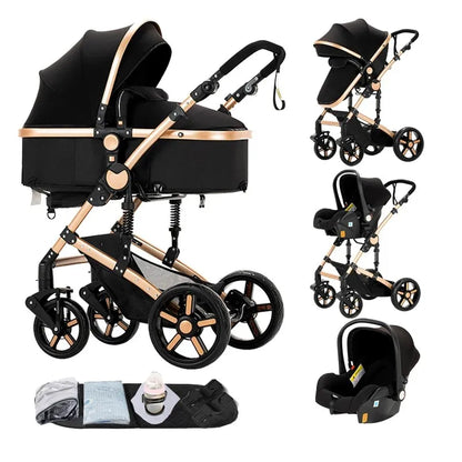 Baby Stroller 3 IN 1, Carseat Stroller Combos, Baby Stroller Multifunctional High Landscape Baby Pram Compact Pushchair Infant - QUORE
