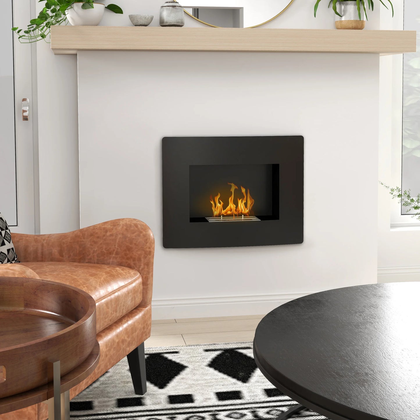 Bioethanol Haard – Wandhaard – Vuurhaard – Sfeerverwarming – Bio Ethanol Vuur – Rookvrij En Geurloos – 66x16x52 cm – RVS Hittebestendig
