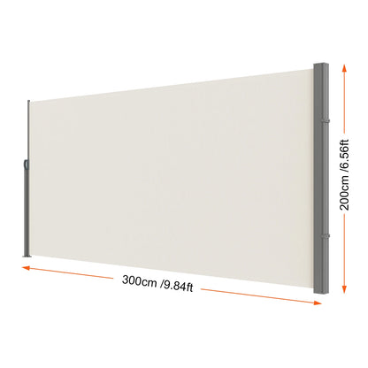 Windscherm - Zonnescherm - Uittrekbaar Windscherm - Waterdicht - Uitschuifbaar – Oprolbaar - 200x300cm - Zijscherm - Privacydoek voor Terras, Balkon of Tuin met UV-bescherming - Geel