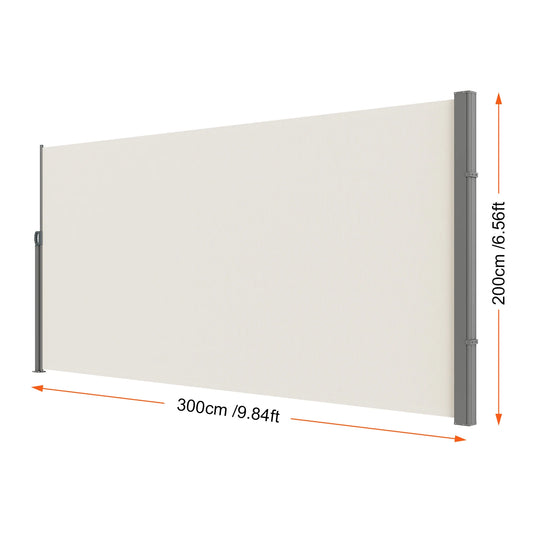 Windscherm - Zonnescherm - Uittrekbaar Windscherm - Waterdicht - Uitschuifbaar – Oprolbaar - 200x300cm - Zijscherm - Privacydoek voor Terras, Balkon of Tuin met UV-bescherming - Geel