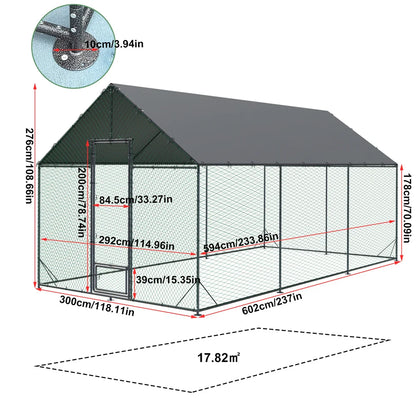 Kippenren – Kippenhok – Pluimvee Ren – Eendenren – Roestvrij Stalen Frame – Waterdicht Oxford Dak - XXL