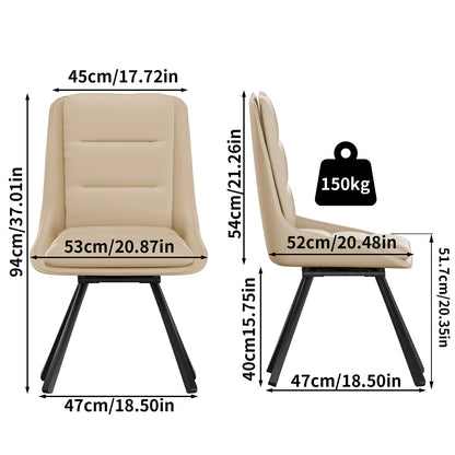Eetkamerstoelen – Draaistoelen – Stoelen Met Hoge Rugleuning – Moderne Eetkamerstoelen – 360° Draaibaar – Synthetisch Lederen Bekleding – Eucalyptus Houten Frame