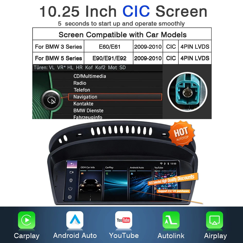 Multimedia Systeem BMW – Infotainment Unit – Autoradio Touchscreen – Navigatiesysteem – CarPlay Android Auto – 8.8 Inch Scherm – Draadloze Connectiviteit & GPS Wifi